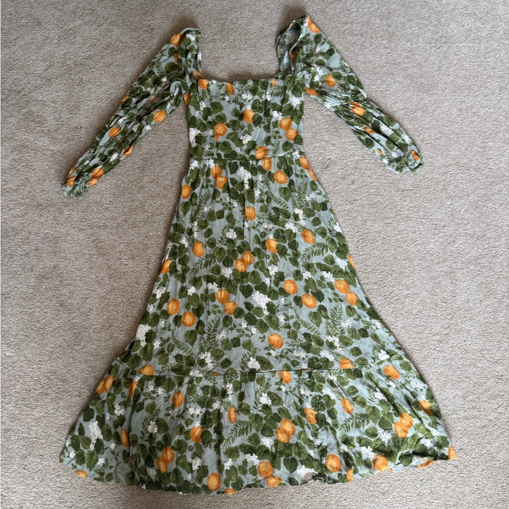 Reformation Green and Orange Long Sleeve Dress
